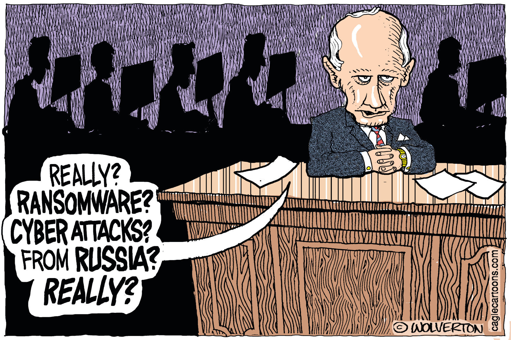 Putin denies Russia's role in cyberattacks